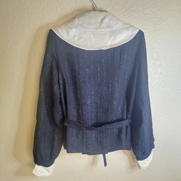 Chanel sailor piter pan collar tweed button down tassel jacket sz 36/ 4 - Picture 14 of 16